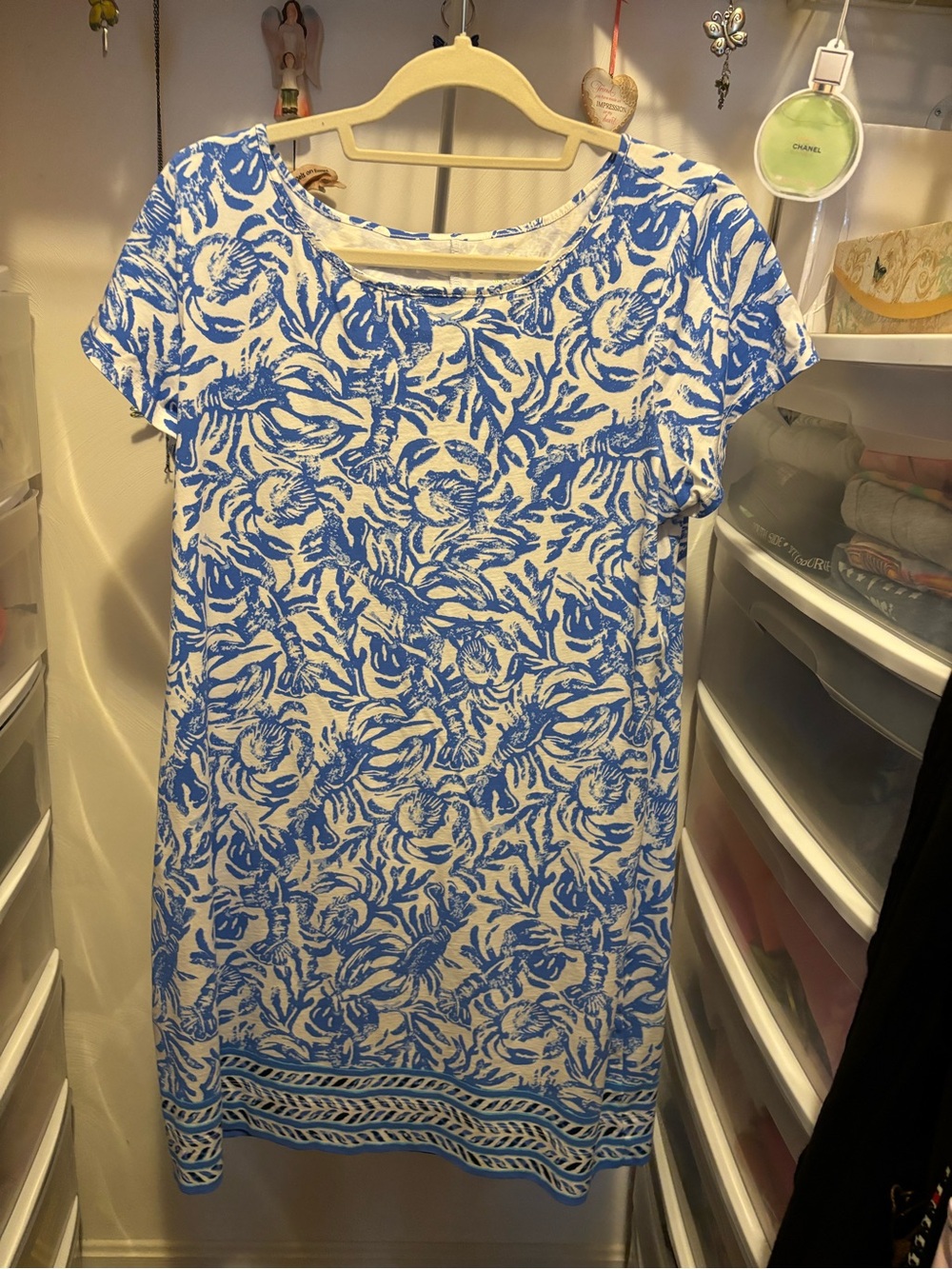 Lilly Pulitzer Blue and White Floral Shift Dress